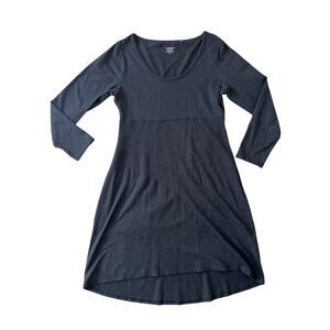 Toad&Co Medium Organic Dress Black Scoop Neck High-Lo Women's Organic Wicking